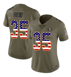 Women's Nike San Francisco 49ers #35 Eric Reid Limited Olive/USA Flag 2017 Salute to Service NFL Jersey