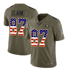 Men's Nike San Francisco 49ers #87 Dwight Clark Limited Olive/USA Flag 2017 Salute to Service NFL Jersey