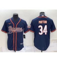 Men's Chicago Bears #34 Walter Payton Navy Blue Stitched MLB Cool Base Nike Baseball Jersey