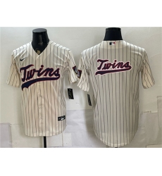 Mens Minnesota Twins Team Big Logo Cream 2026 Field of Dreams Stadium Stitched Baseball Jersey