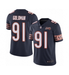 Youth Chicago Bears #91 Eddie Goldman Navy Blue Team Color 100th Season Limited Football Jersey