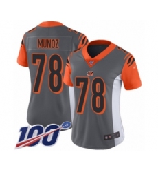 Women's Cincinnati Bengals #78 Anthony Munoz Limited Silver Inverted Legend 100th Season Football Jersey