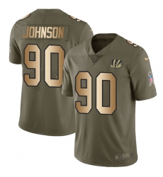Men's Nike Cincinnati Bengals #90 Michael Johnson Limited Olive/Gold 2017 Salute to Service NFL Jersey