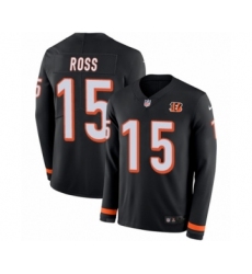 Men's Nike Cincinnati Bengals #15 John Ross Limited Black Therma Long Sleeve NFL Jersey