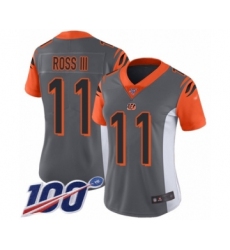 Women's Cincinnati Bengals #11 John Ross Limited Silver Inverted Legend 100th Season Football Jersey