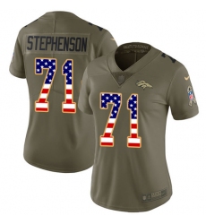 Women's Nike Denver Broncos #71 Donald Stephenson Limited Olive/USA Flag 2017 Salute to Service NFL Jersey