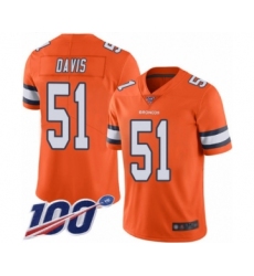 Men's Denver Broncos #51 Todd Davis Limited Orange Rush Vapor Untouchable 100th Season Football Jersey