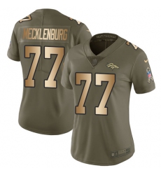 Women's Nike Denver Broncos #77 Karl Mecklenburg Limited Olive/Gold 2017 Salute to Service NFL Jersey
