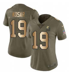 Women's Nike Cleveland Browns #19 Bernie Kosar Limited Olive/Gold 2017 Salute to Service NFL Jersey