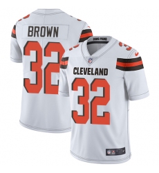Men's Nike Cleveland Browns #32 Jim Brown White Vapor Untouchable Limited Player NFL Jersey