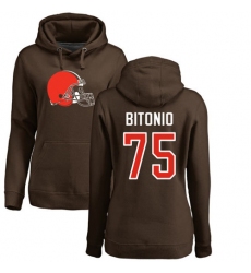 NFL Women's Nike Cleveland Browns #75 Joel Bitonio Brown Name & Number Logo Pullover Hoodie