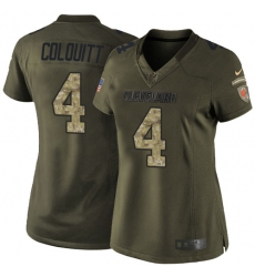Women's Nike Cleveland Browns #4 Britton Colquitt Elite Green Salute to Service NFL Jersey