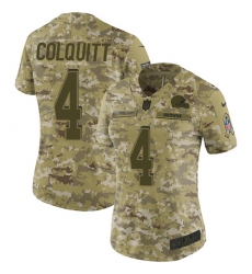 Women's Nike Cleveland Browns #4 Britton Colquitt Limited Camo 2018 Salute to Service NFL Jersey
