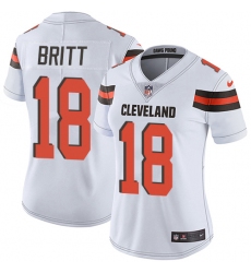 Women's Nike Cleveland Browns #18 Kenny Britt White Vapor Untouchable Limited Player NFL Jersey