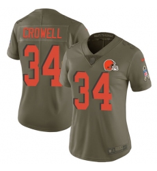 Women's Nike Cleveland Browns #34 Isaiah Crowell Limited Olive 2017 Salute to Service NFL Jersey