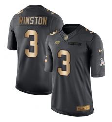 Men's Nike Tampa Bay Buccaneers #3 Jameis Winston Limited Black/Gold Salute to Service NFL Jersey