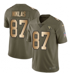 Men's Nike Arizona Cardinals #87 Troy Niklas Limited Olive/Gold 2017 Salute to Service NFL Jersey