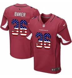 Men's Nike Arizona Cardinals #36 Budda Baker Elite Red Home USA Flag Fashion NFL Jersey