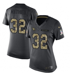 Women's Nike Arizona Cardinals #32 Tyrann Mathieu Limited Black 2016 Salute to Service NFL Jersey