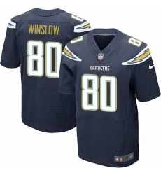 Men's Nike Los Angeles Chargers #80 Kellen Winslow Elite Navy Blue Team Color NFL Jersey