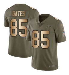 Youth Nike Los Angeles Chargers #85 Antonio Gates Limited Olive/Gold 2017 Salute to Service NFL Jersey