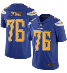 Youth Nike Los Angeles Chargers #76 Russell Okung Limited Electric Blue Rush Vapor Untouchable NFL Jersey
