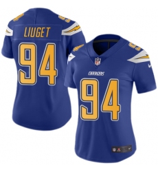 Women's Nike Los Angeles Chargers #94 Corey Liuget Limited Electric Blue Rush Vapor Untouchable NFL Jersey