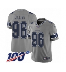 Men's Dallas Cowboys #96 Maliek Collins Limited Gray Inverted Legend 100th Season Football Jersey