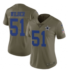 Women's Nike Dallas Cowboys #51 Kyle Wilber Limited Olive 2017 Salute to Service NFL Jersey