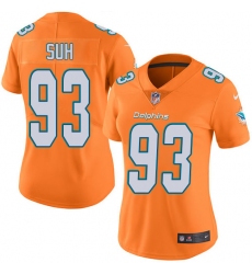 Women's Nike Miami Dolphins #93 Ndamukong Suh Limited Orange Rush Vapor Untouchable NFL Jersey
