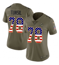 Women's Nike Miami Dolphins #78 Laremy Tunsil Limited Olive USA Flag 2017 Salute to Service NFL Jersey