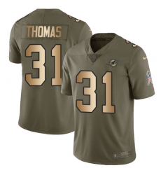 Youth Nike Miami Dolphins #31 Michael Thomas Limited Olive/Gold 2017 Salute to Service NFL Jersey
