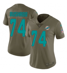 Women's Nike Miami Dolphins #74 Jermon Bushrod Limited Olive 2017 Salute to Service NFL Jersey