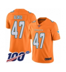 Men's Miami Dolphins #47 Kiko Alonso Limited Orange Rush Vapor Untouchable 100th Season Football Jersey
