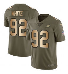 Men's Nike Philadelphia Eagles #92 Reggie White Limited Olive/Gold 2017 Salute to Service NFL Jersey