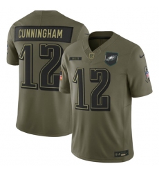 Men's Philadelphia Eagles #12 Randall Cunningham Olive 2025 Salute to Service Limited Football Stitched Jersey