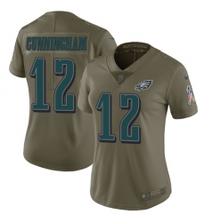 Women's Nike Philadelphia Eagles #12 Randall Cunningham Limited Olive 2017 Salute to Service NFL Jersey