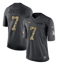 Youth Nike Philadelphia Eagles #7 Ron Jaworski Limited Black 2016 Salute to Service NFL Jersey