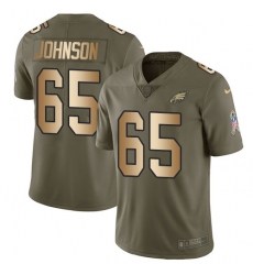 Men's Nike Philadelphia Eagles #65 Lane Johnson Limited Olive/Gold 2017 Salute to Service NFL Jersey
