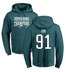 Nike Philadelphia Eagles #91 Fletcher Cox Green Super Bowl LII Champions Pullover Hoodie