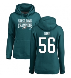 Women's Nike Philadelphia Eagles #56 Chris Long Green Super Bowl LII Champions Pullover Hoodie
