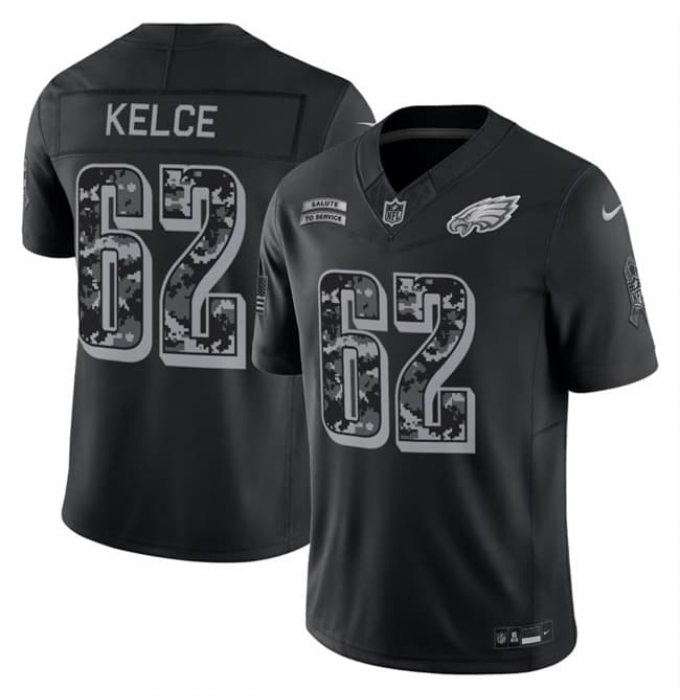 Men's Philadelphia Eagles #62 Jason Kelce Black F.U.S.E. 2026 Salute to Service Limited Football Stitched Jersey
