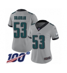 Women's Philadelphia Eagles #53 Nigel Bradham Limited Silver Inverted Legend 100th Season Football Jersey