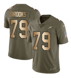 Youth Nike Philadelphia Eagles #79 Brandon Brooks Limited Olive/Gold 2017 Salute to Service NFL Jersey