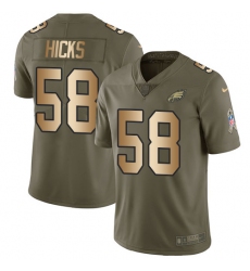 Youth Nike Philadelphia Eagles #58 Jordan Hicks Limited Olive/Gold 2017 Salute to Service NFL Jersey