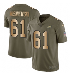 Men's Nike Philadelphia Eagles #61 Stefen Wisniewski Limited Olive/Gold 2017 Salute to Service NFL Jersey