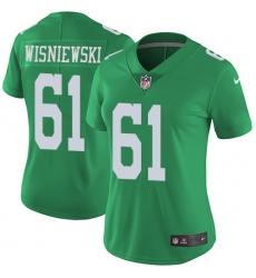 Women's Nike Philadelphia Eagles #61 Stefen Wisniewski Limited Green Rush Vapor Untouchable NFL Jersey