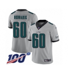Men's Philadelphia Eagles #60 Chuck Bednarik Limited Silver Inverted Legend 100th Season Football Jersey
