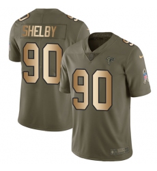 Youth Nike Atlanta Falcons #90 Derrick Shelby Limited Olive/Gold 2017 Salute to Service NFL Jersey