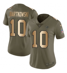 Women's Nike Atlanta Falcons #10 Steve Bartkowski Limited Olive/Gold 2017 Salute to Service NFL Jersey